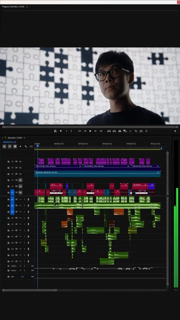 Herman Huang’s published editing timeline and puzzle scene