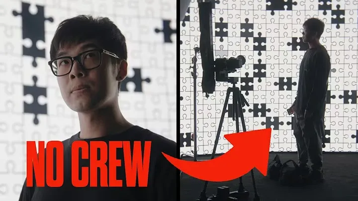 Herman Huang 官方教学封面：人物特写与拼图 LED 墙前的摄影装置