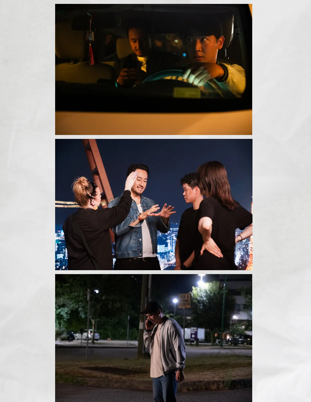 Stand In movie scenes - car interior and night city scenes with LED wall virtual production background