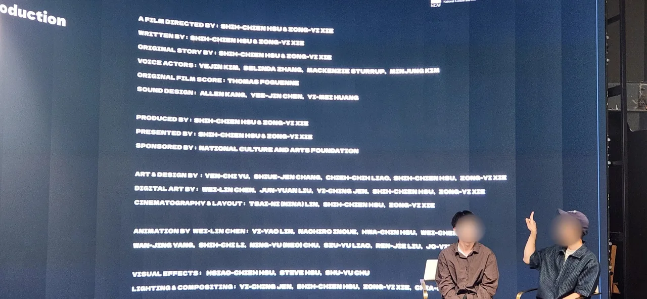 Film screening with end credits displayed on the LED wall