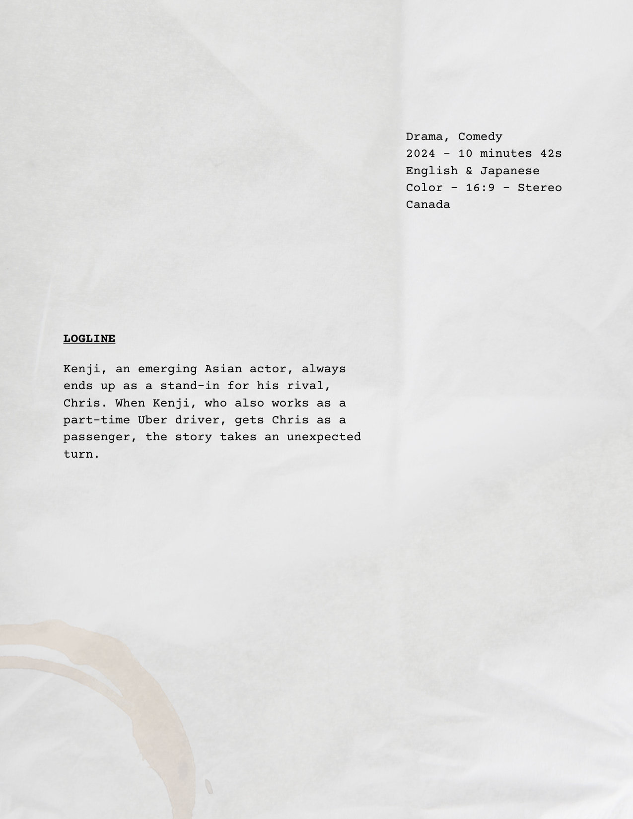 Stand In film details page - Drama Comedy 2024 10 minutes English and Japanese bilingual short film