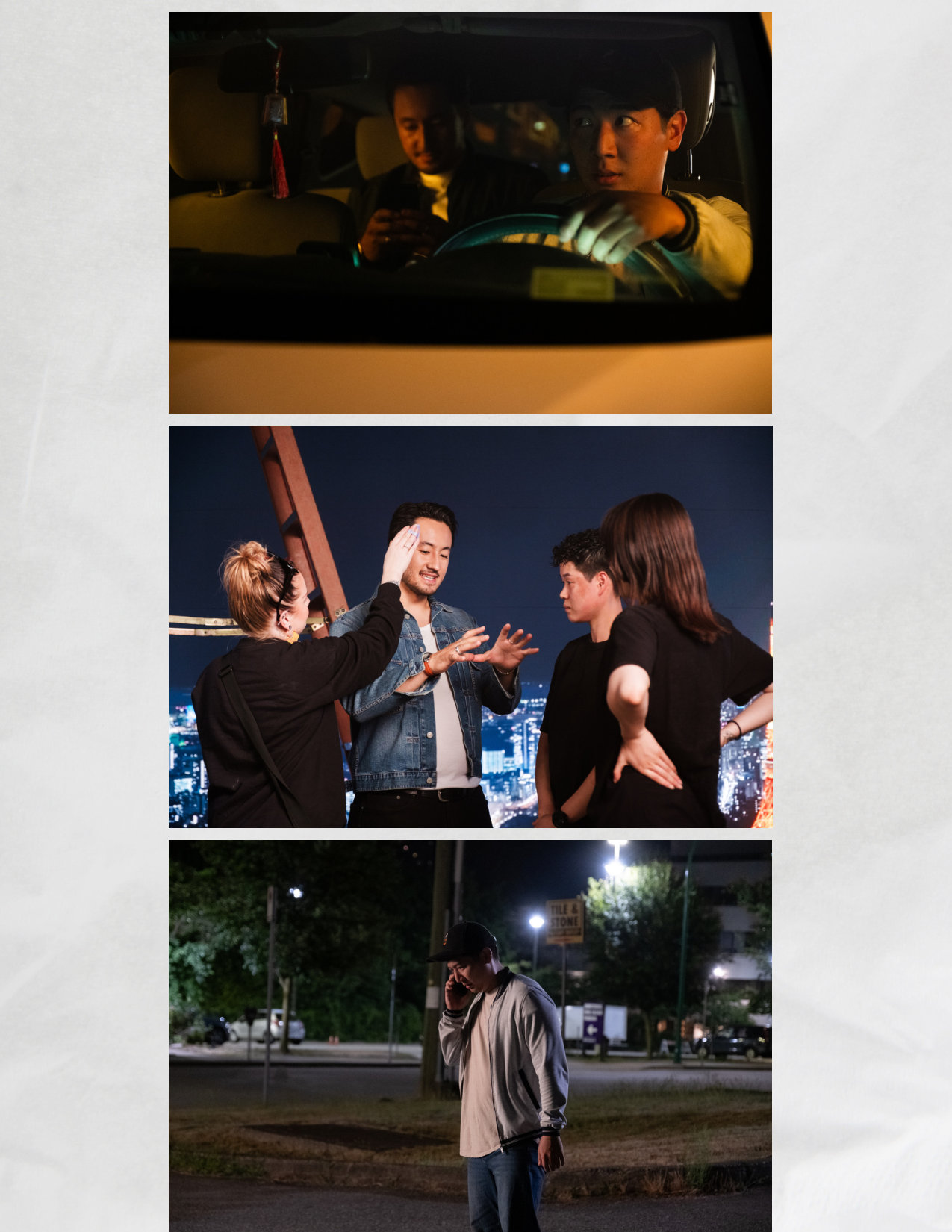 Stand In movie scenes - car interior and night city scenes with LED wall virtual production background